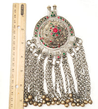 Load image into Gallery viewer, Antique Silver Afghan Kuchi Pendant with Bells tribal jewelry
