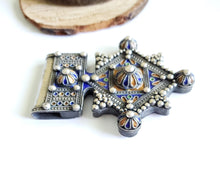 Load image into Gallery viewer, Moroccan Huge Enamel Silver Cross Pendant,silver 925,Moroccan Amulet ,Cross Jewelry,Enamel Jewelry,Berber Pendant,
