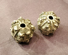 Load image into Gallery viewer, 2 Old silver star burst granulation hallmarked Globe bead from Yemen circa 1930s,Bedouin tribal ,Hand Crafted Silver,Ethnic Jewelry
