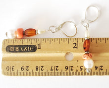 Load image into Gallery viewer, Yemen silver coral natural amber Earrings , yemeni jewelry,old coral,danglin Earrings, coral Earrings
