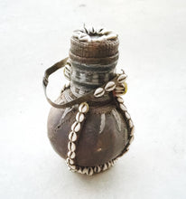 Load image into Gallery viewer, Antique Ethiopian Tribal Hand carved Wood Milk Samburu Black Wood Shells Milk Jug African Decor, ,Art Décor,Home Décor, religious art
